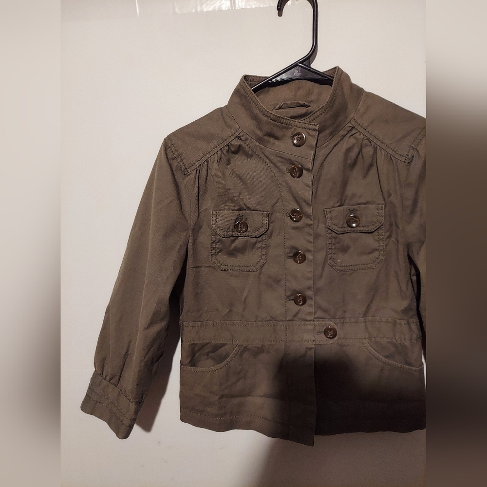 Y2K Old Navy Jacket Half Sleeve Cotton M Green Gilmore Girls Elena Gilbert Bella